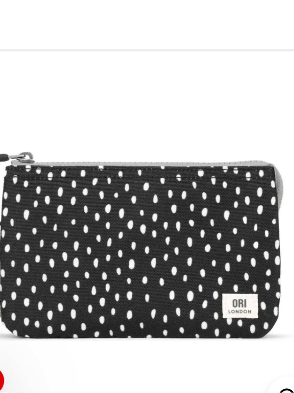 ORI London Black & White Dot Zip Wristlet Clutch
